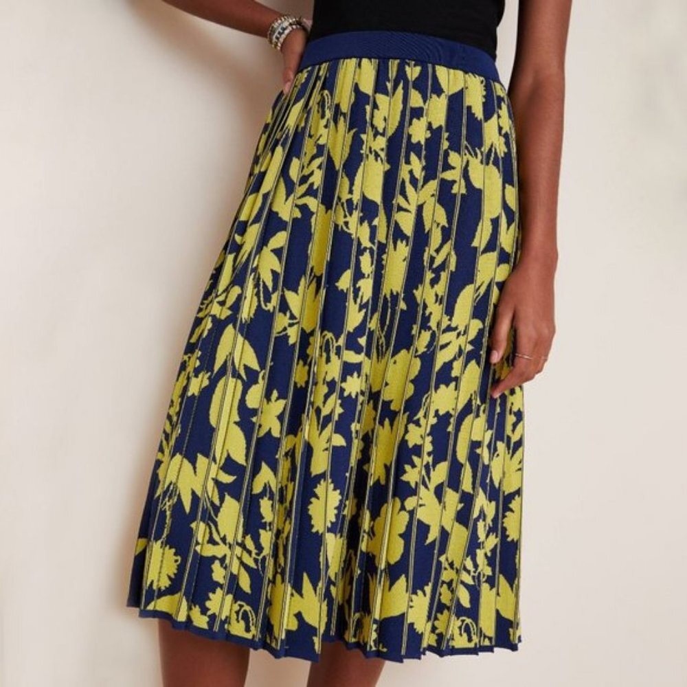 Anthropologie Floral Pleated Sweater Skirt (NWT)